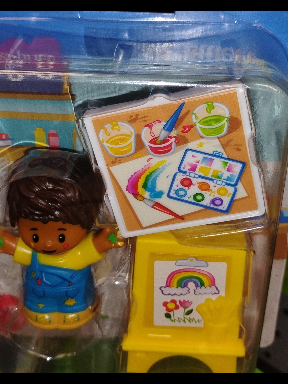 Little People Kids Art Playset Figure with Yellow Easel and Multicolor Paints